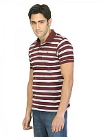 Lee men Striped Maroon t-shirt Image pictures