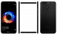 Huawei Honor 8 Pro Midnight Black Front,Back And Side pictures