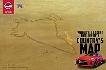 Nissan GT-R Tributes India on the Republic Day; Draw the World's Largest Country Map Outline