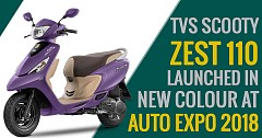 TVS Scooty Zest 110 Launched in New Colour at Auto Expo 2018