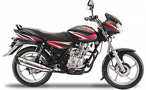 bajaj discover 125 new Ebony Black With Deep Red Graphic