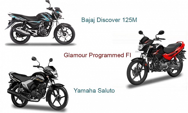 Hero Glamour Vs Yamaha Saluto Vs Bajaj Discover 125M