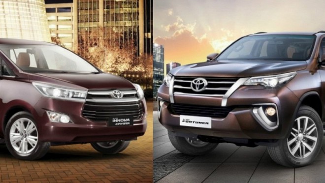 Toyota Innova Crysta And Fortuner Prices Hiked by up to INR 90,000