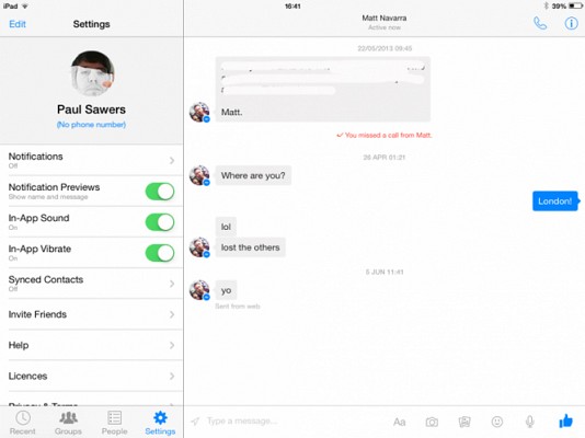FB Messenger App for iPad