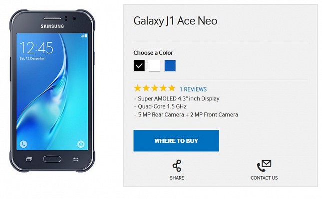 Samsung Launched Another Galaxy J1 Ace Neo Smartphone