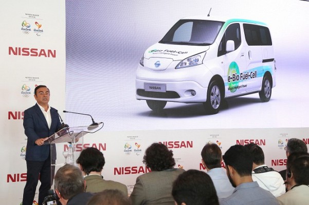 Nissan CEO describing e-Bio Fuel-Cell Prototype