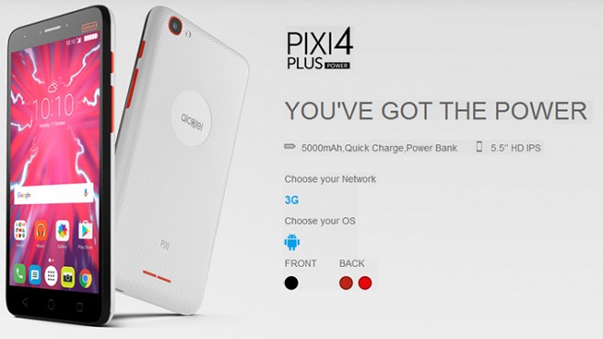 Alcatel adds new Pixi 4 Plus Power smartphone to its Pixi lineup