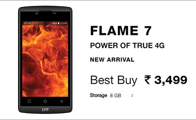 Reliance LYF Flame 7s With Two Years Warranty Launched at Rs 3,499