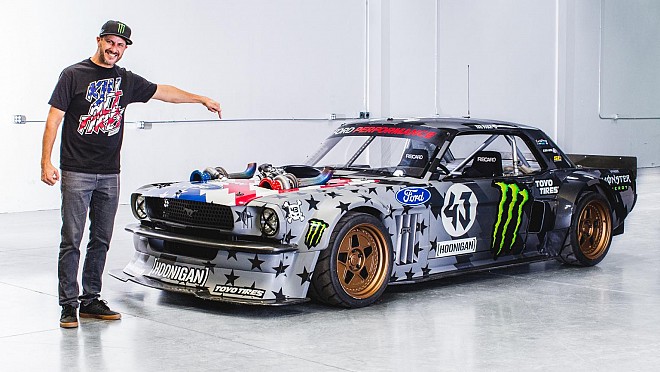 Ken Block with his Specially Tuned 1965 Ford Mustang - 1420 PS Hoonicorn V2