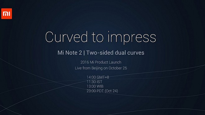 Xiaomi Mi Note 2 Confirmed to Launch on October 25