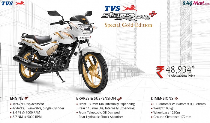 TVS Star City Plus Special Gold Edition Infographic