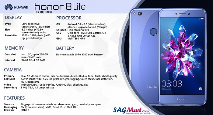 Huawei Honor 8 Lite Infographic Huawei Honor 8 Lite Infographic
