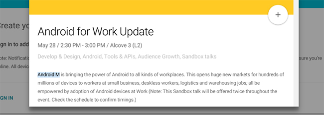 Android M on Android for Work Event