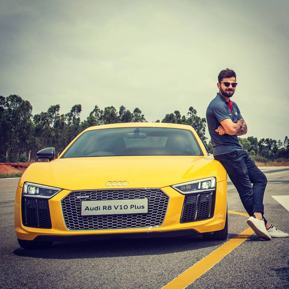 Virat Kohli Posing with Audi R8 V10 Plus