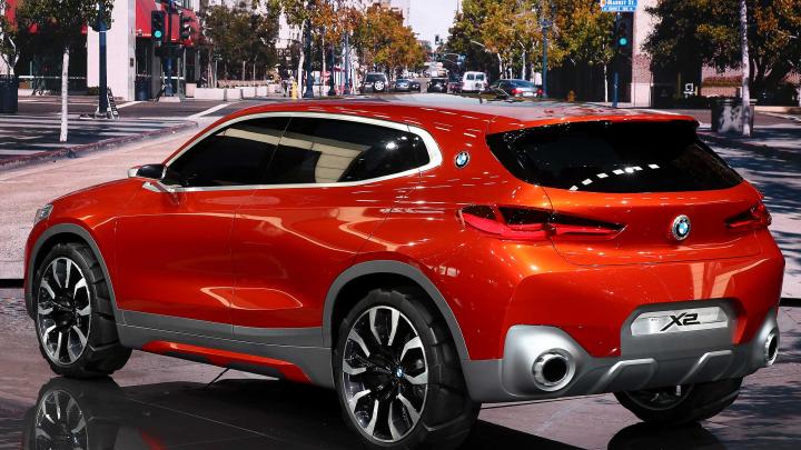 BMW X2 SUV Concept side rear profile revealed at Paris Motor Show 2016