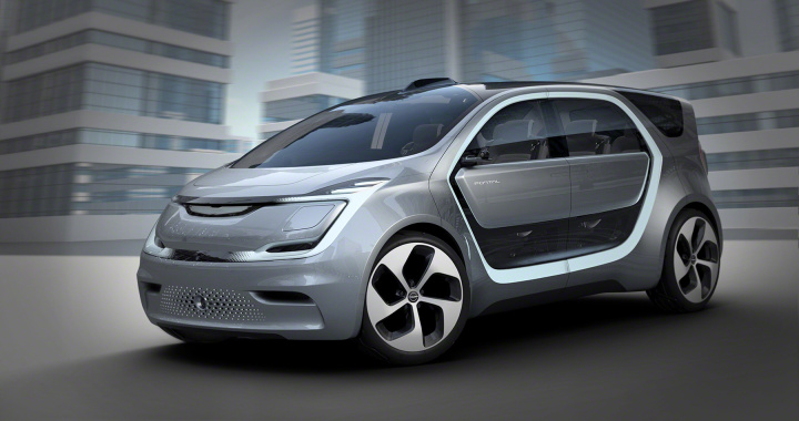 Chrysler Portal All Electric Autonomous Concept front side profile at CES 2017