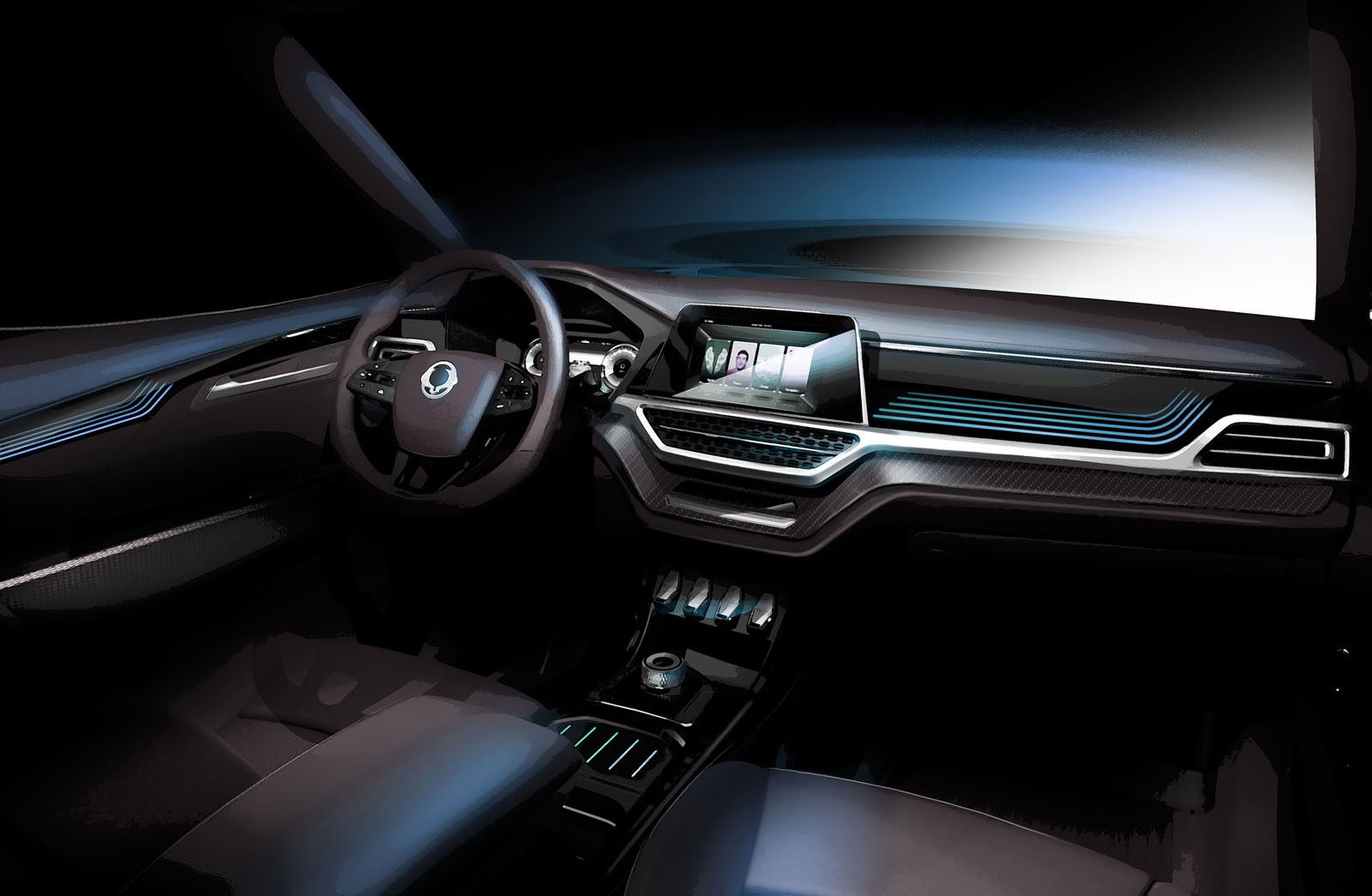 Concept SsangYong XAVL SUV Interior Dashboard Profile
