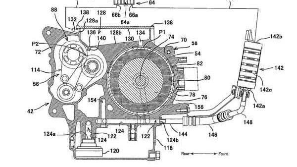 Kawasaki's new engine oil cooling setup patent design