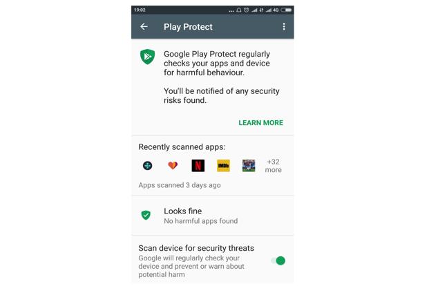 Google Play Protect app scanning feature