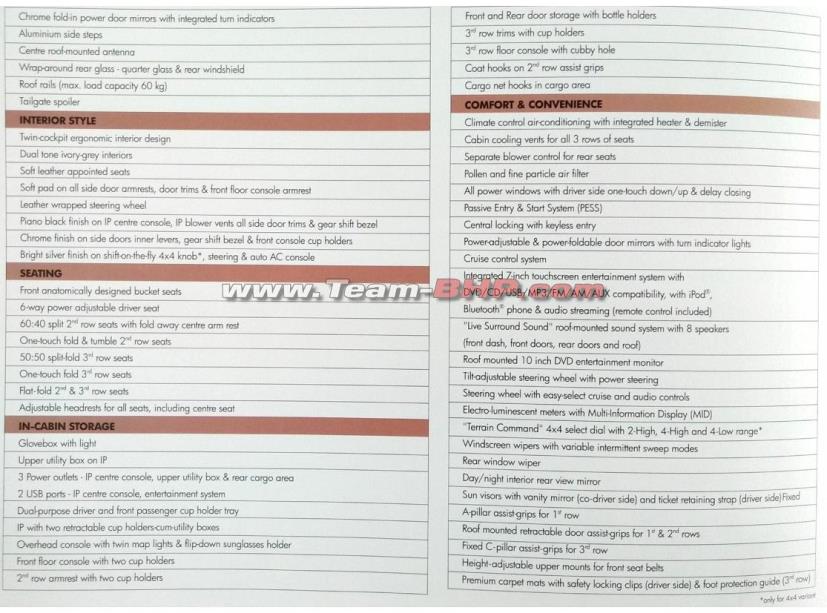 Isuzu MU-X SUV Brochure Lead Prior to Official Launch Interior features list