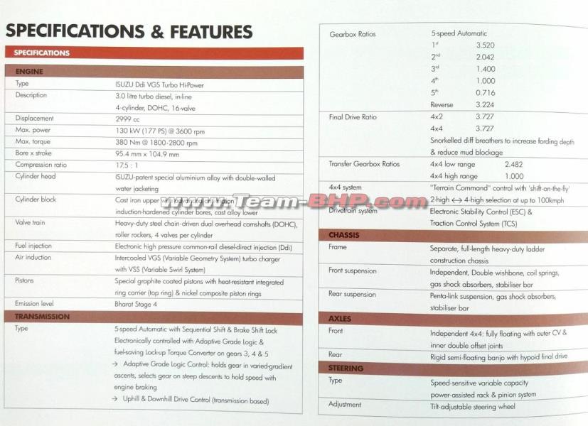 Isuzu MU-X SUV Brochure Lead Prior to Official Launch Engine Details and Safety List