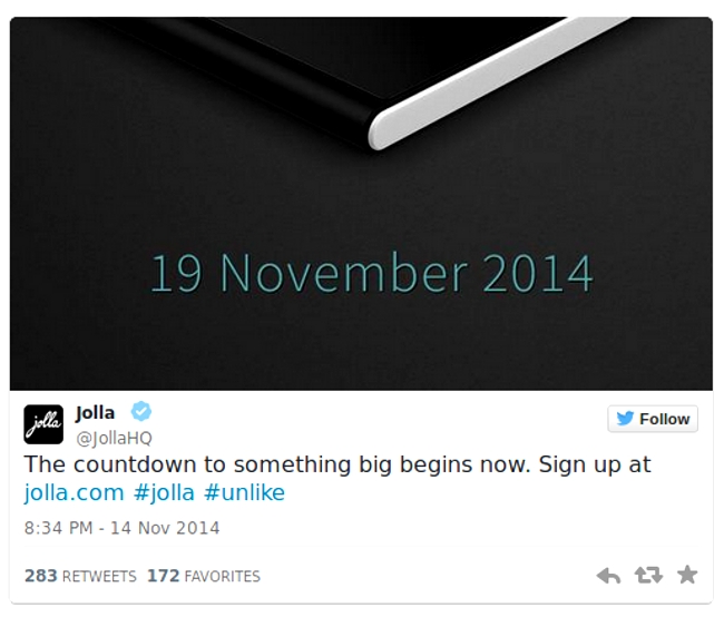 Teaser for Next Jolla Smartphone on Twitter