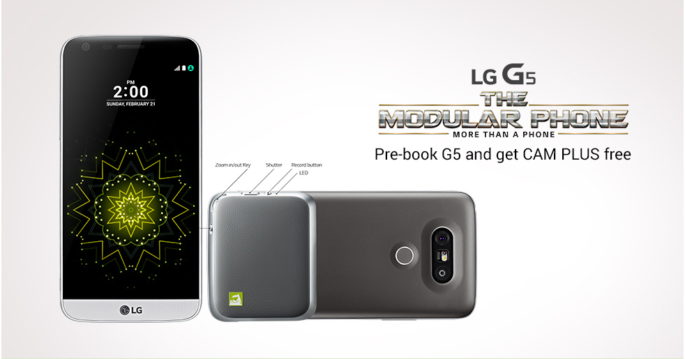 Users that pre-book the LG G5 will get the LG Cam Plus module packaged free Users that pre-book the LG G5 will get the LG Cam Plus module packaged free