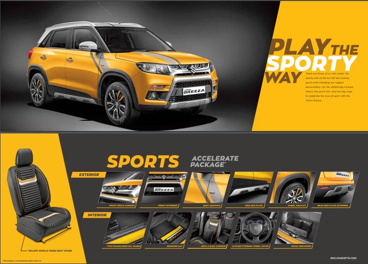 Maruti Suzuki iCreate Sport Accelerate and Velocity Accessory Packages For Vitara Brezza