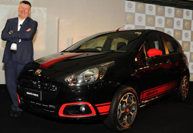 Mr Kevin Flynn (CEO & MD, Fiat India) posing with Abarth Punto at the launch event