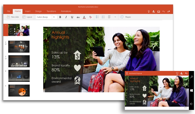 Touch-optimized Office App in Windows 10