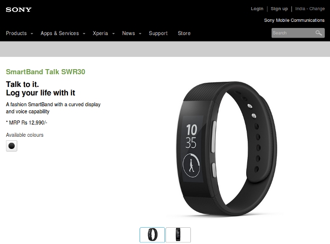 Sony SmartBand Talk at company Website