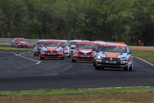 Volkswagen Vento Cup cars on the race track