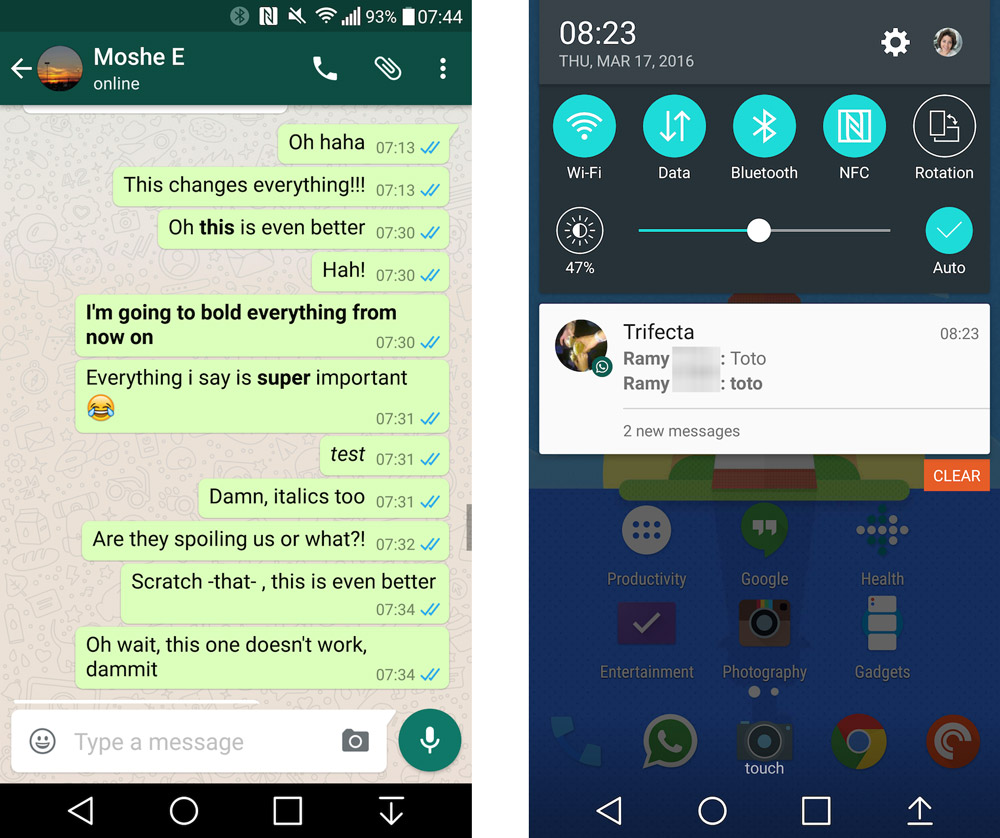WhatsApp text formatting in Bold And Italics