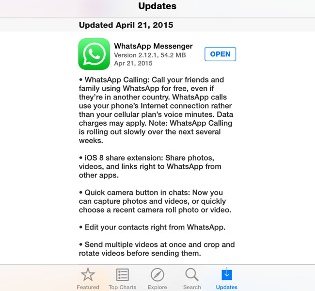 WhatsApp Voice Calling for iOS