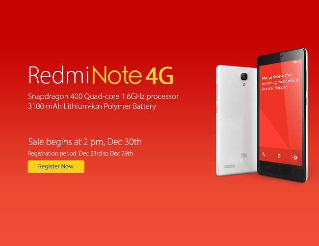 Xiaomi Redmi Note 4G Flash Sale