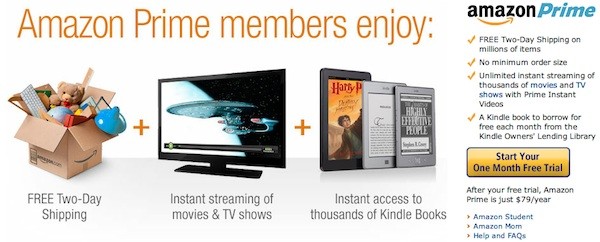 Users can sign up for Amazon Prime by means of the Amazon site