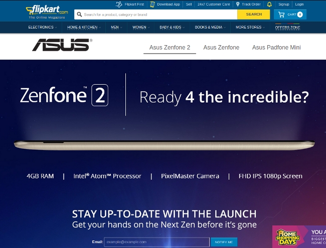 Asus ZenFone 2 on Flipkart