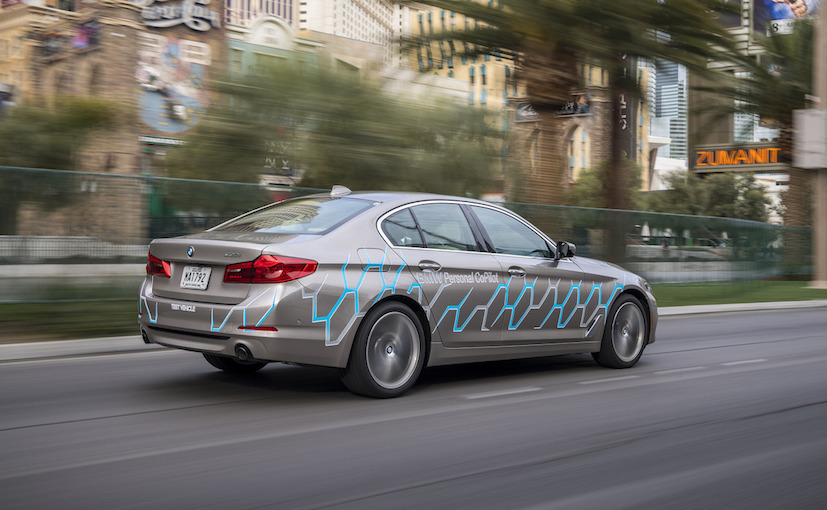 Bmw 5-series Self-driving Prototype side rear profile at CES 2017