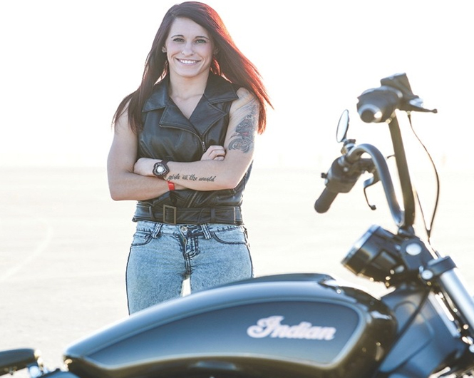 Karlee Cobb with her Indian Scout Outrider