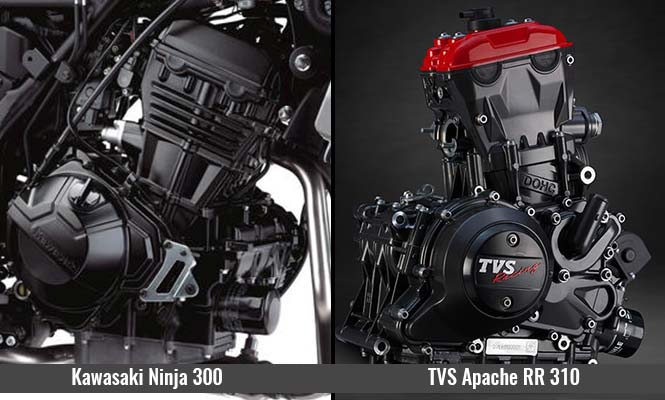 Kawasaki Ninja 300 vs TVS Apache RR 310 Ergine