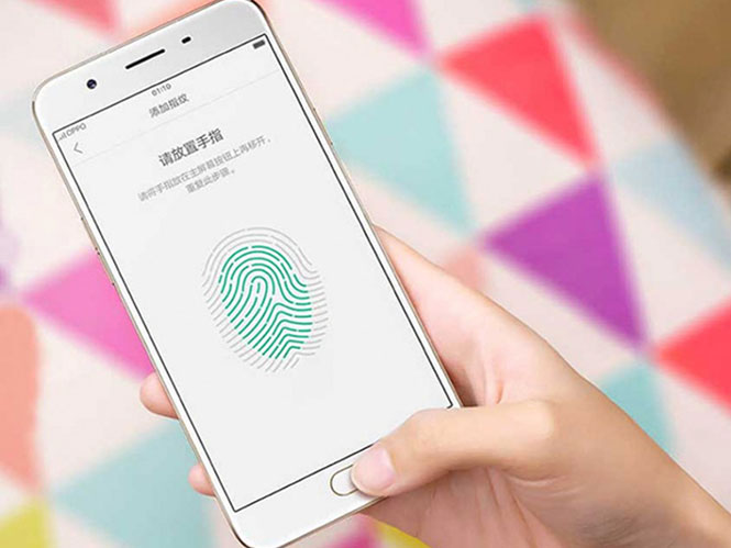 Oppo A59 sports a fingerprint sensor embedded in the home button