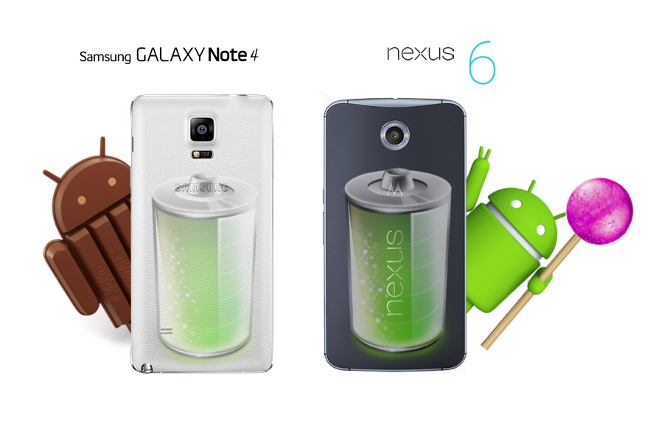 Nexus 6 vs Galaxy Note 4 OS and Battery Comparison