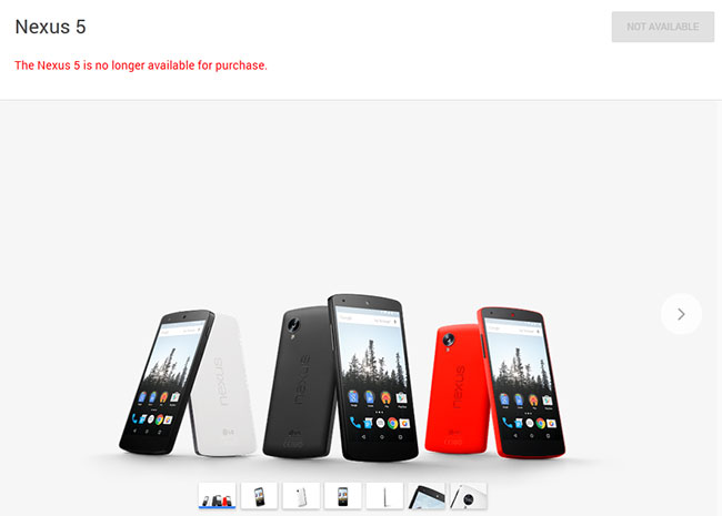 Google Nexus 5 Discontinued from Play Store