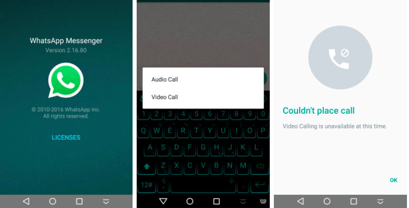 Whatsapp Videocall Feature message