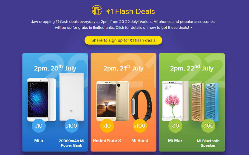 Xiaomi Rs 1 Flash Sale