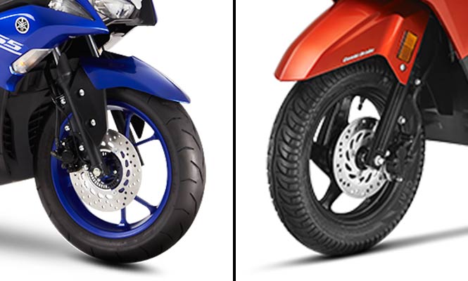 Yamaha Aerox VS Honda Grazia Tyre