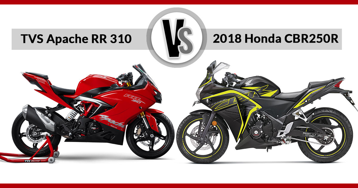 18 Honda Cbr250r Vs Tvs Apache Rr 310 Comparison Of Rivals