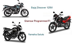 Hero Glamour Vs Yamaha Saluto Vs Bajaj Discover 125M