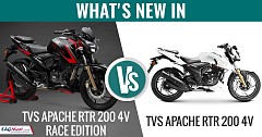 What's New in TVS Apache RTR 200 4V Race Edition vs TVS Apache RTR 200 4V