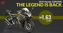 2018 Honda CBR250R launched, Priced for INR 1.63 lakh